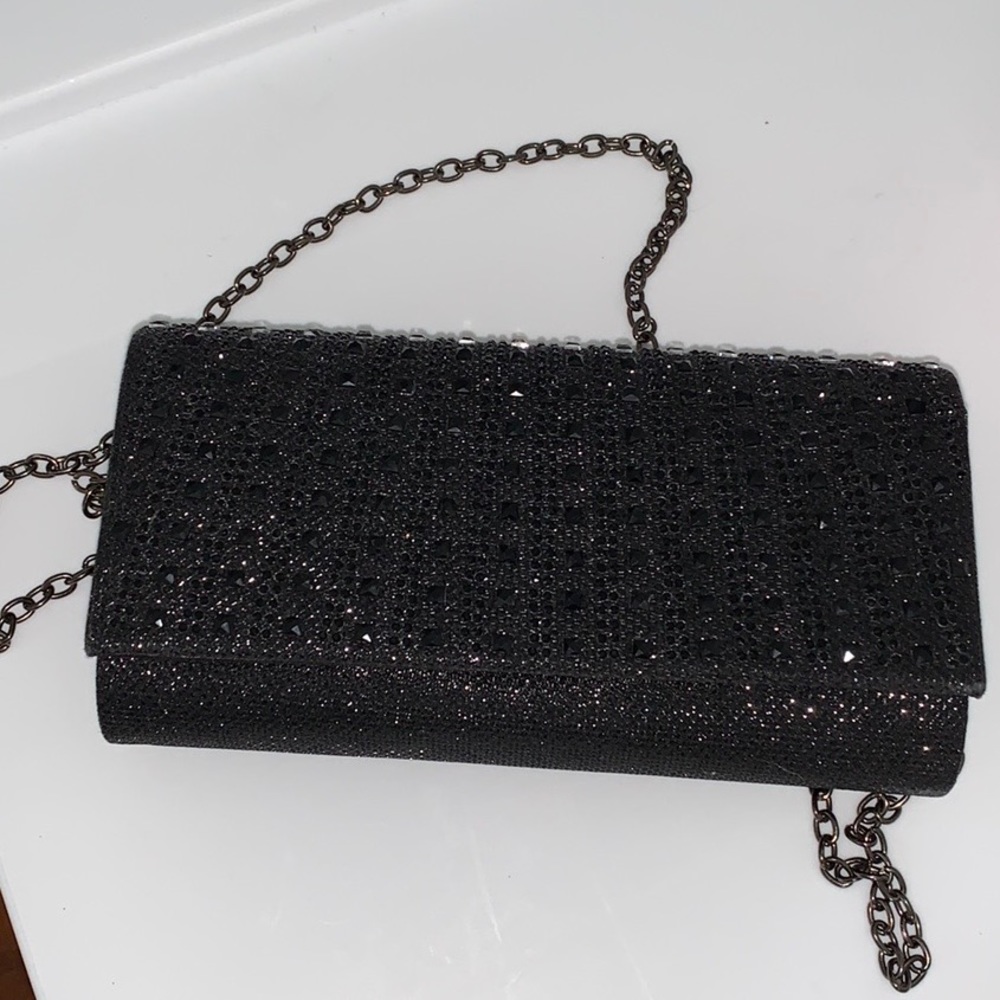 L Lorraine Black Sparkly Evening Bag